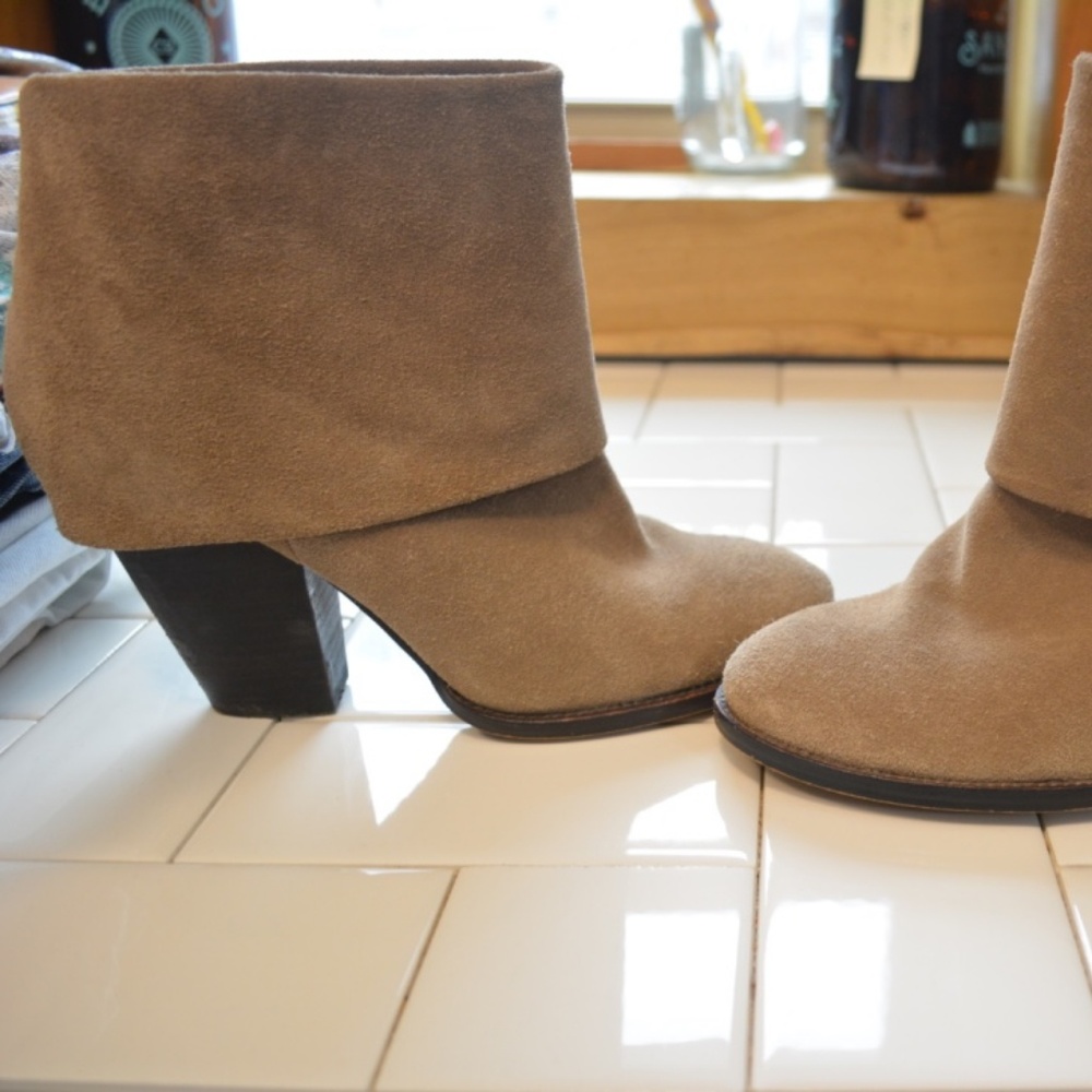 Vince Camuto Tan Suede Foldover Ankle Bootie